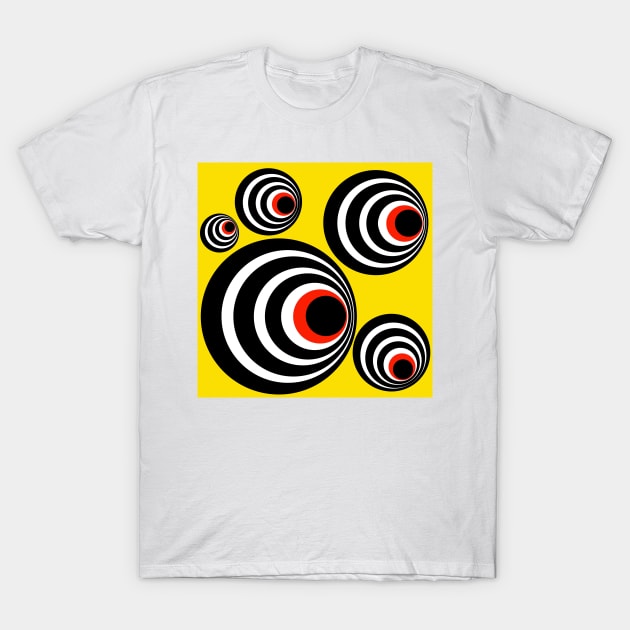 Optical Illusions, Visual Phenomena, circle pattern, yellow version T-Shirt by marina63